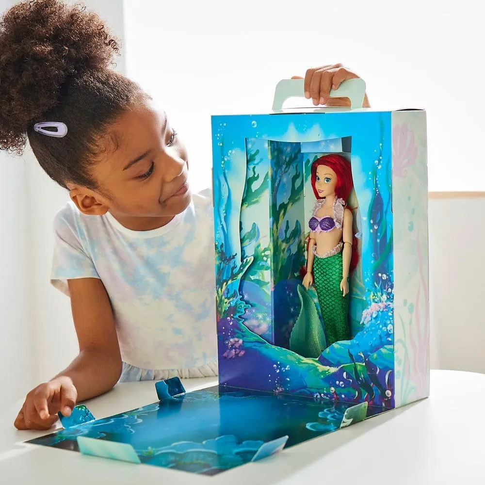 Disney Store Official Princess Story Doll (Ariel from The Little Mermaid) 11 Inches, Includes Coloring Book and Additional Dress, Princess Doll in Classic Outfit, Princess Toys for Girls