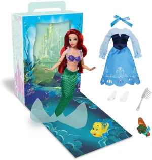 Disney Store Official Princess Story Doll (Ariel from The Little Mermaid) 11 Inches, Includes Coloring Book and Additional Dress, Princess Doll in Classic Outfit, Princess Toys for Girls