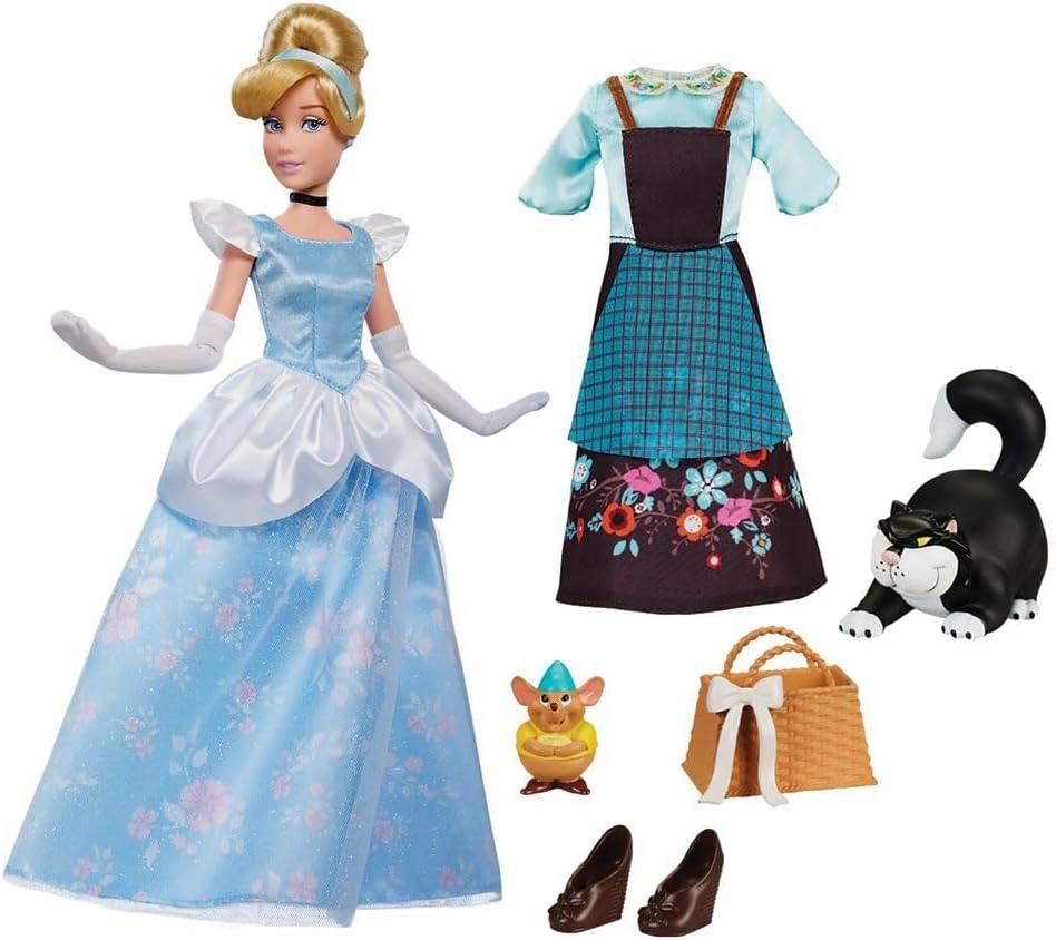 Disney Store Official Princess Story Doll (Cinderella) 11 Inches, Includes Coloring Book and Additional Dress, Princess Doll in Classic Outfit, Princess Toys for Girls