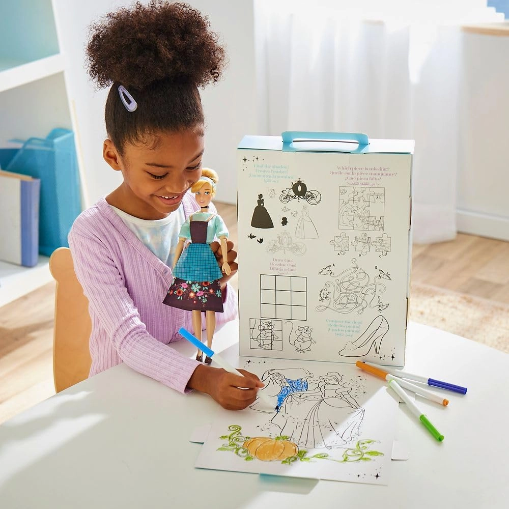 Disney Store Official Princess Story Doll (Cinderella) 11 Inches, Includes Coloring Book and Additional Dress, Princess Doll in Classic Outfit, Princess Toys for Girls