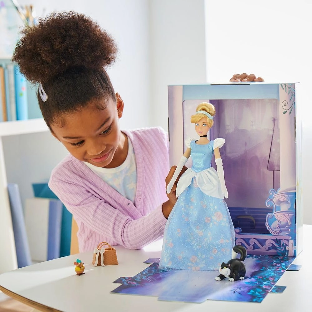 Disney Store Official Princess Story Doll (Cinderella) 11 Inches, Includes Coloring Book and Additional Dress, Princess Doll in Classic Outfit, Princess Toys for Girls