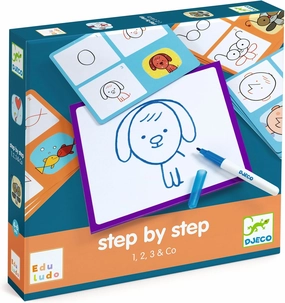 DJECO Step by Step 1, 2, 3 & Co Learning Kit - Learn to Draw Numbers & Symmetry Step by Step - Fun & Creative Activity for Friends & Family for Children 4  Years Girls & Boys