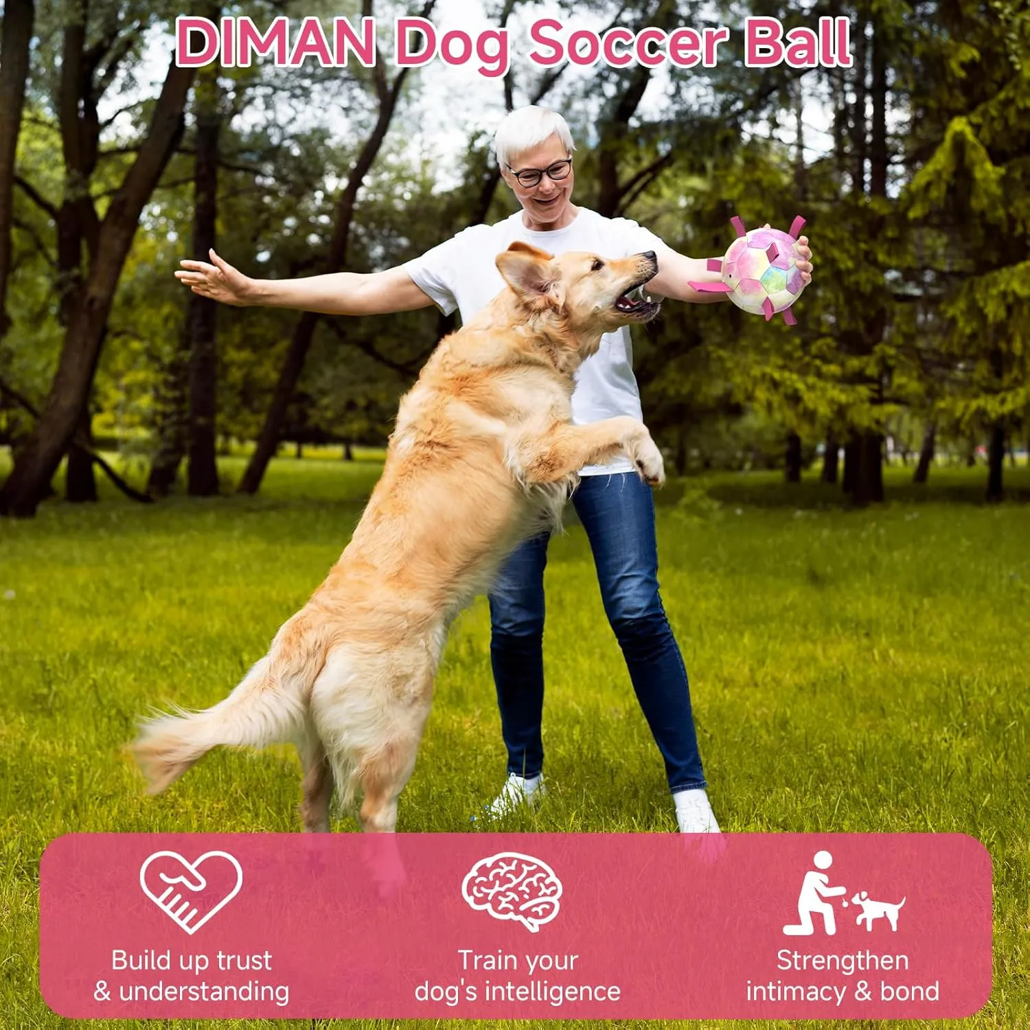 Dog Balls, Dog Soccer Ball with Straps, Puppy Birthday Gifts, Dog Water Toy, Interactive Dog Toys for Tug of War, Dog Balls for Small Medium Dog (6 Inch)
