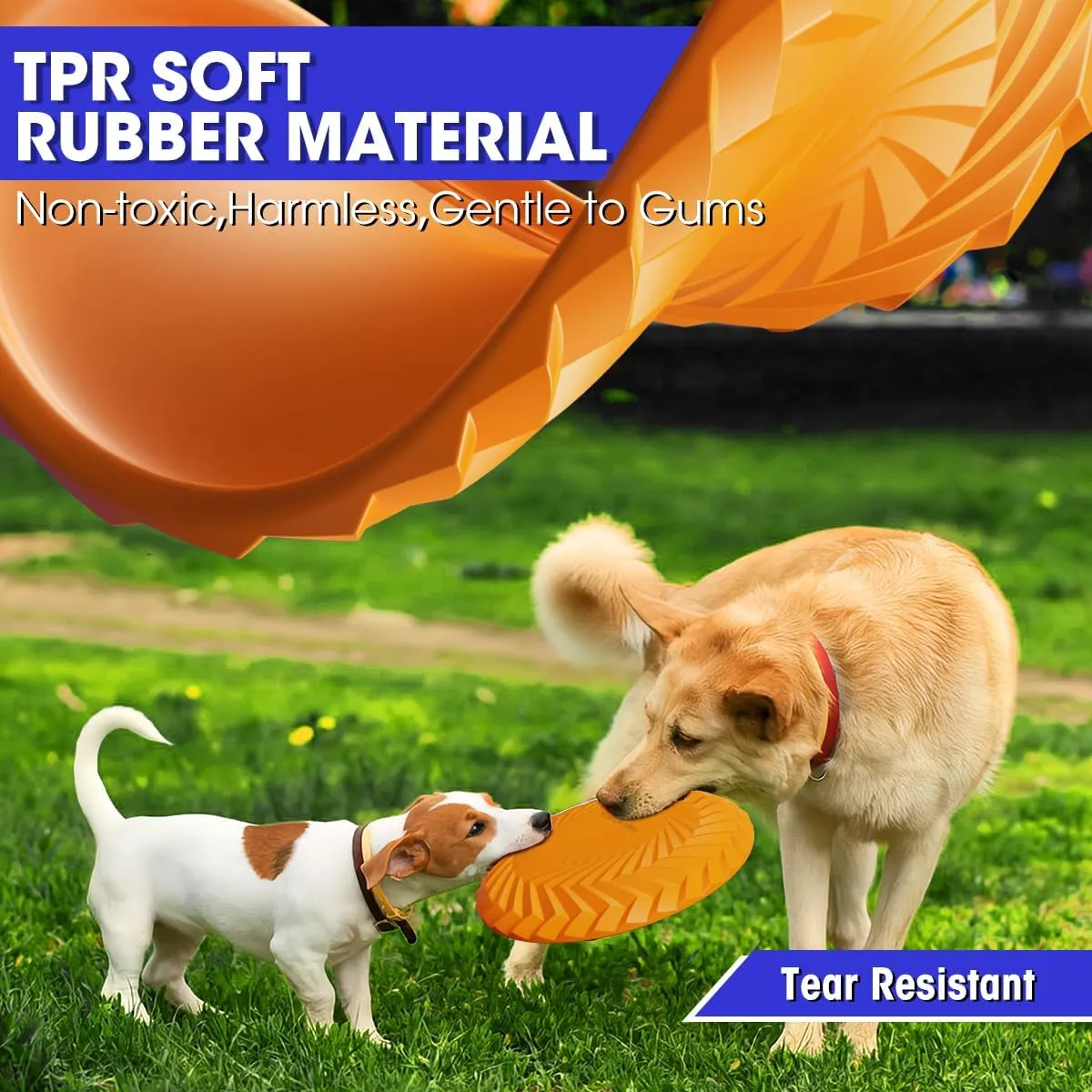 Dog Flying Disc, Dog Flyer Toy 7.2 Inch, Tear Resistant Soft TPR Material, Durable Interactive Outdoor Fetch Toy-Floats in Water, Safe on Teeth for Puppies(4Color)