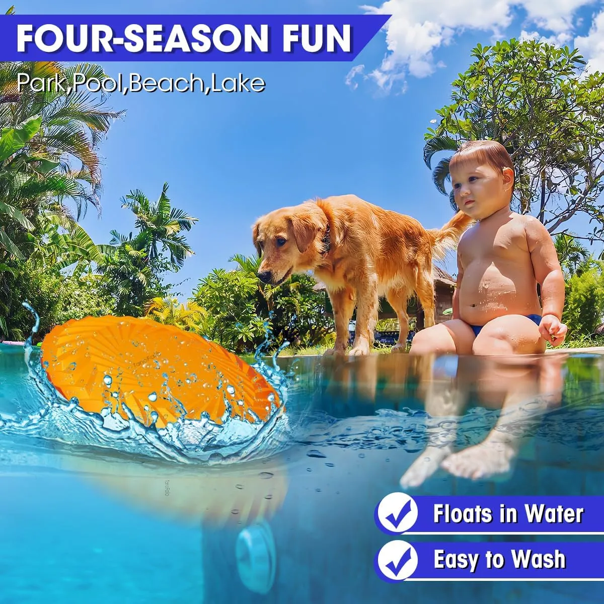 Dog Flying Disc, Dog Flyer Toy 7.2 Inch, Tear Resistant Soft TPR Material, Durable Interactive Outdoor Fetch Toy-Floats in Water, Safe on Teeth for Puppies(4Color)