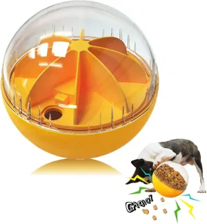 Dog Toys Balls, Interactive Puzzle Treat Dispensing Squeaky Balls for Puppy Large Dogs, Chewer Dog Gifts (Orange)