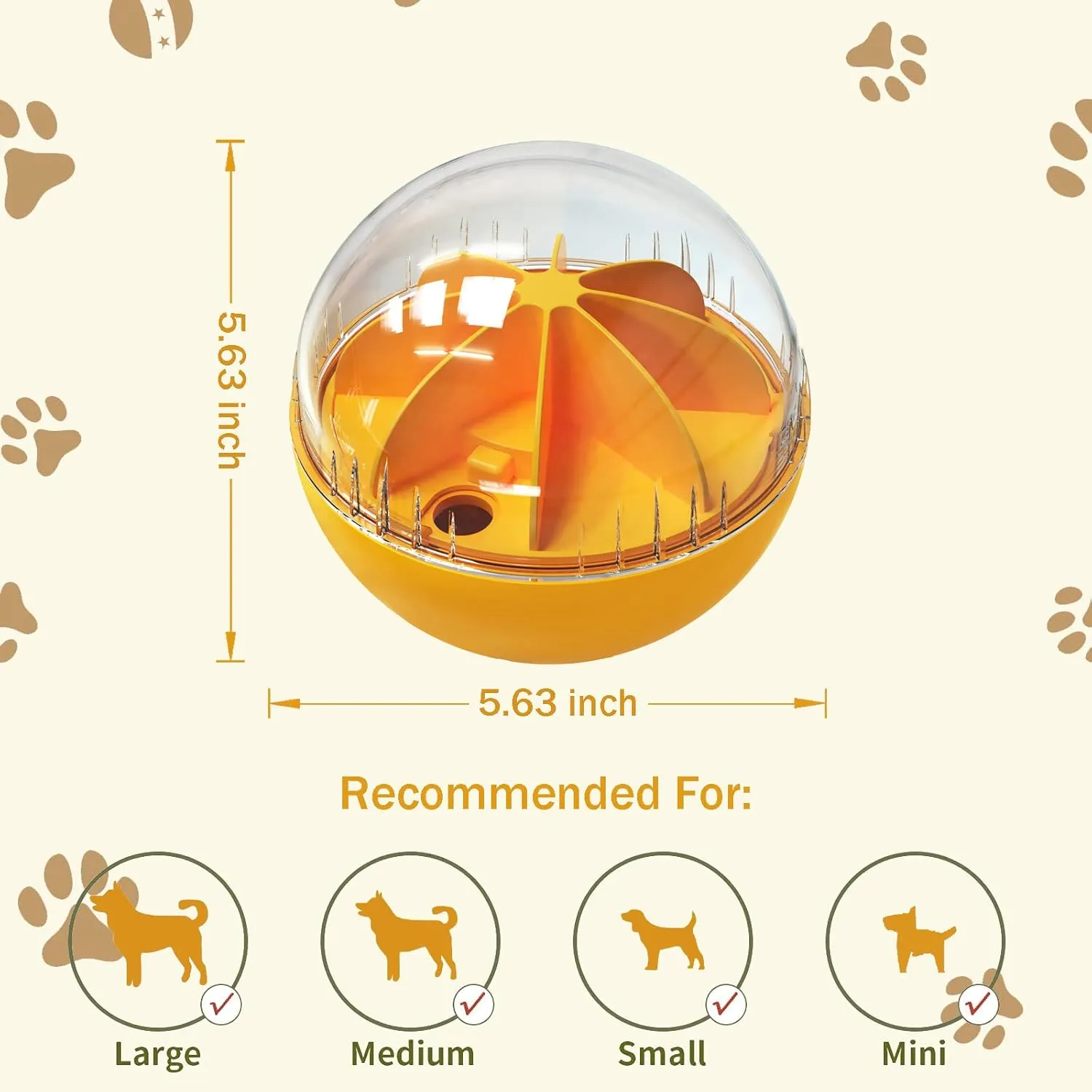 Dog Toys Balls, Interactive Puzzle Treat Dispensing Squeaky Balls for Puppy Large Dogs, Chewer Dog Gifts (Orange)