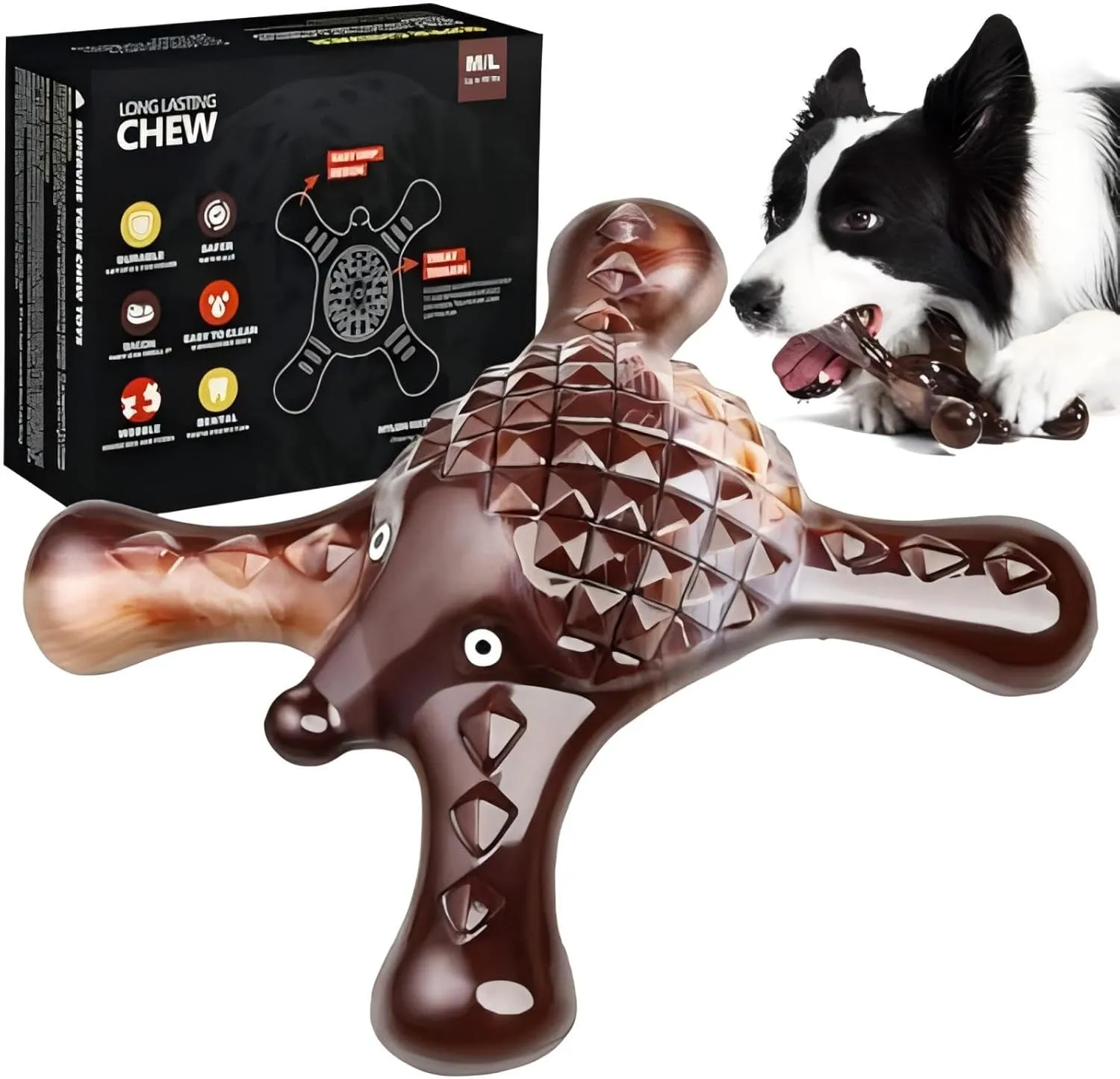 Dog Toys for Aggressive Chewers, Durable Dog Chew Toys for Medium Large Breed, Super Tough Dog Toys for Teething, Interactive Nylon Bones Toy to Keep Them Busy, Christmas Birthday Gifts for Dogs