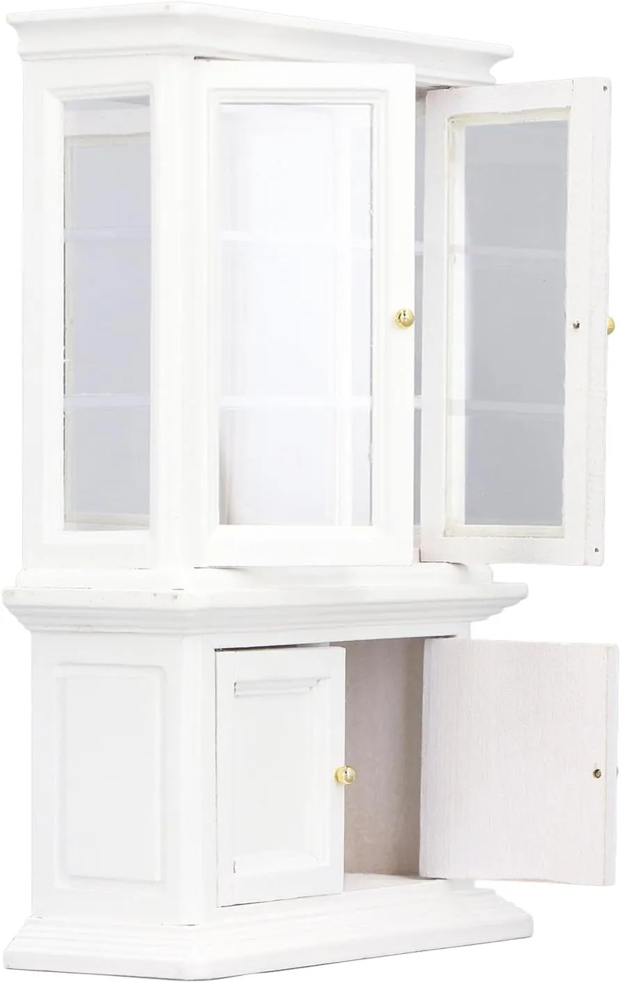 Dollhouse Bookshelf,1:12 Scale Miniature Bookshelf High Simulated Wooden Cabinet Display for Doll House Decoration (White)