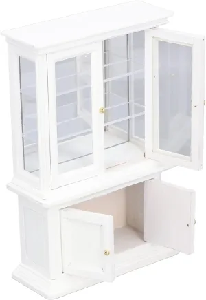 Dollhouse Bookshelf,1:12 Scale Miniature Bookshelf High Simulated Wooden Cabinet Display for Doll House Decoration (White)