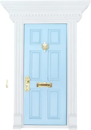 Dollhouse Door, 1:12 Doll House Mini Wooden Doors Flat Top Door Can be Opened Doll House Parts(Blue)