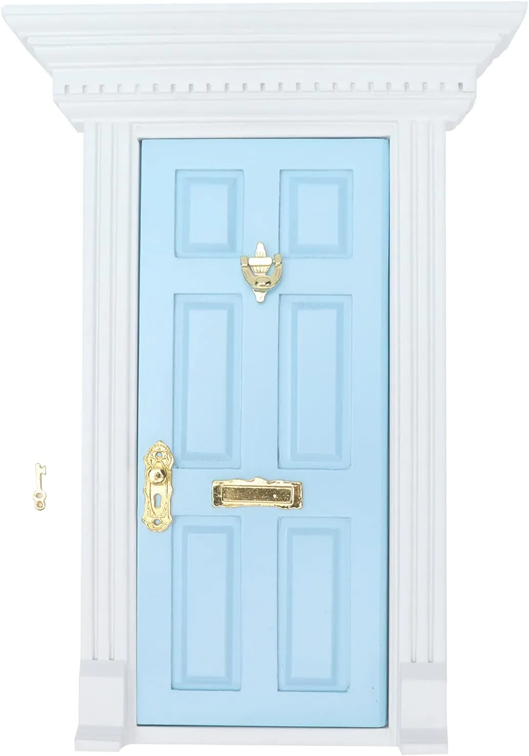 Dollhouse Door, 1:12 Doll House Mini Wooden Doors Flat Top Door Can be Opened Doll House Parts(Blue)