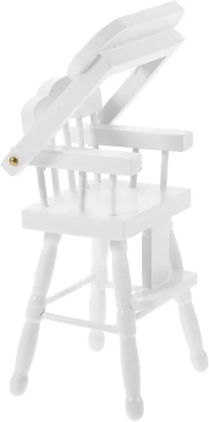 Dollhouse High Chair Wood Miniature Highchair Baby Doll High Chair 1:12 Chair Model Dollhouse Furniture Accessories B