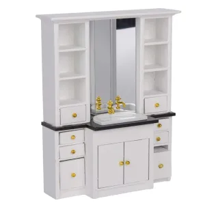 Dollhouse Miniature Sink Bathroom Basin Dollhouse Furniture Kitchen Toy Playhouse Wooden Toys for Kitchen Accessories