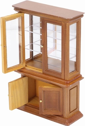 Dollhouse Bookshelf,1:12 Scale Miniature Bookshelf High Simulated Wooden Cabinet Display for Doll House Decoration (Maroon)