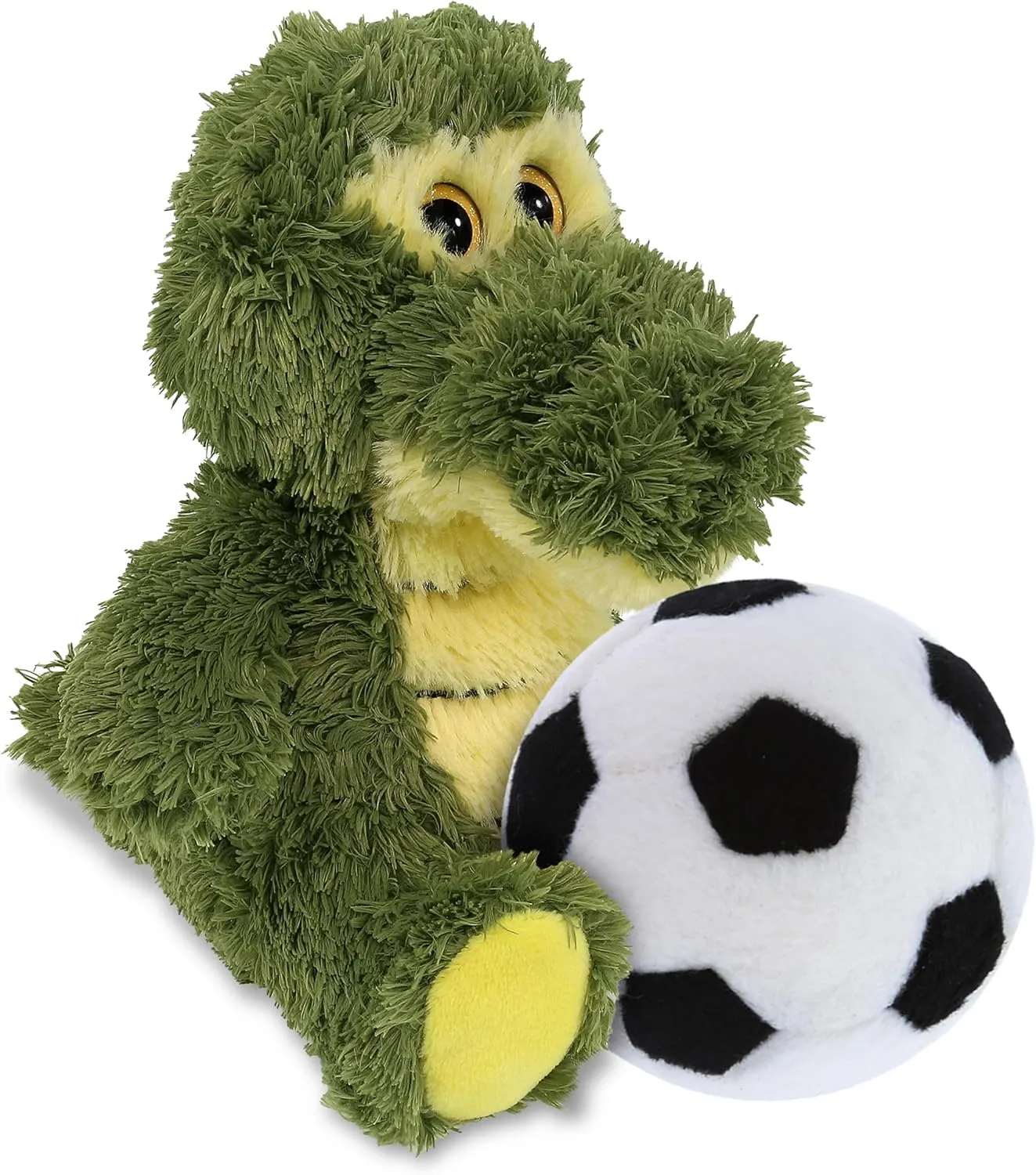 DolliBu Big Eye Alligator Stuffed Animal with Soccer Ball Plush - Huggable Alligator Adorable Playtime Plush Toy, Cute Wildlife Gift, Super Soft Stuffed Doll Animal Toy for Kids, Adults - 6.5 Inches