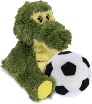 DolliBu Big Eye Alligator Stuffed Animal with Soccer Ball Plush - Huggable Alligator Adorable Playtime Plush Toy, Cute Wildlife Gift, Super Soft Stuffed Doll Animal Toy for Kids, Adults - 6.5 Inches