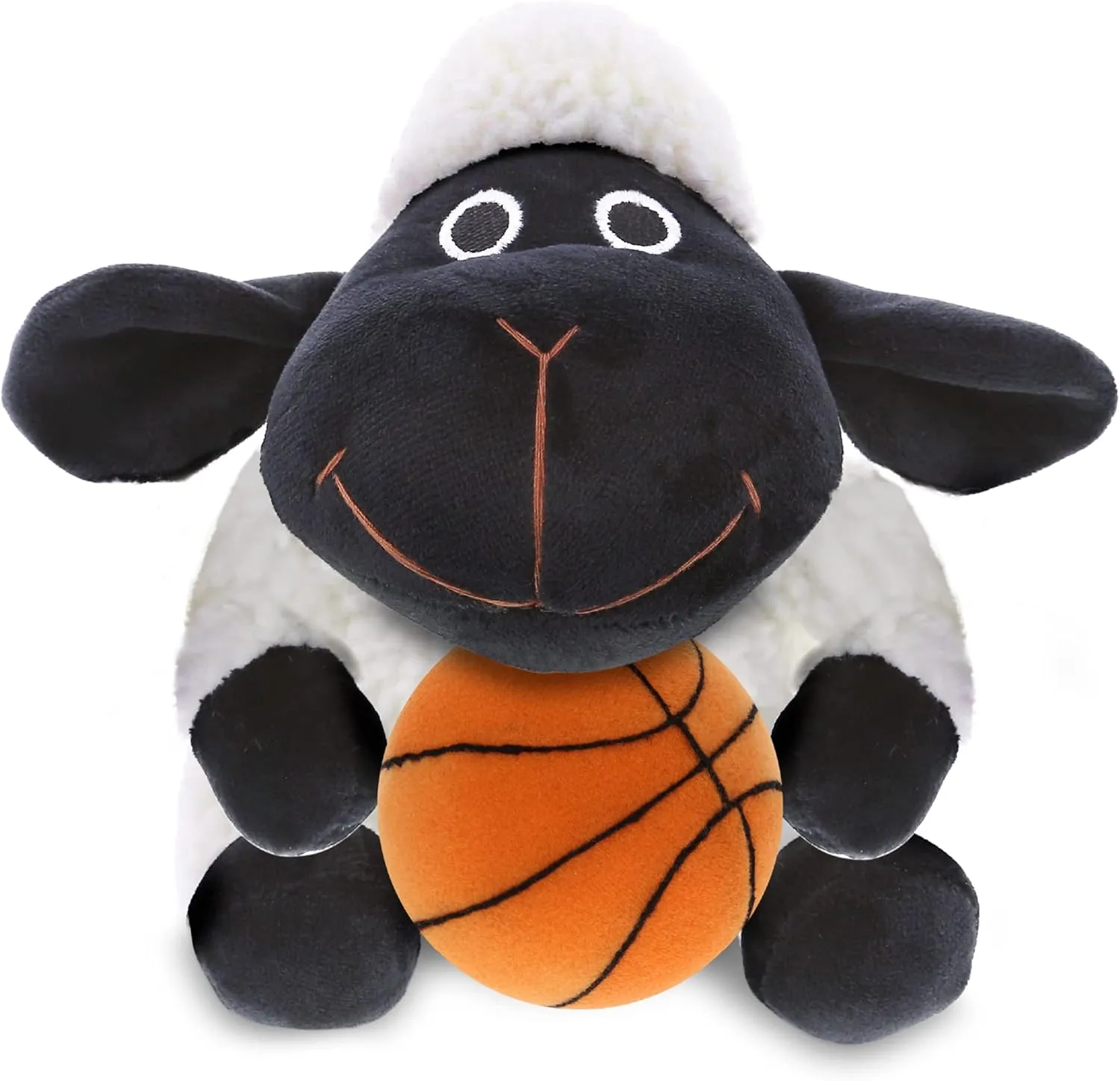 DolliBu Black Nose Sheep Stuffed Animal with Basketball Plush - Soft Huggable Sheep, Adorable Playtime Sheep Plush Toy, Cute Animal Gift for Kids and Adults - 6 Inches