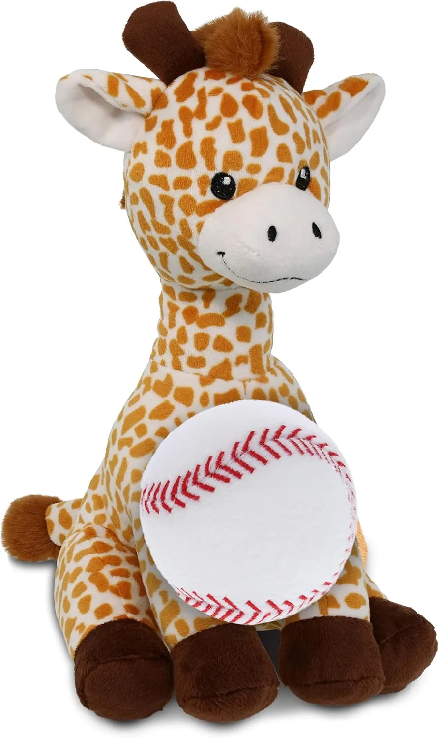 DolliBu Giraffe Stuffed Animal with Baseball Plush - Soft, Huggable Giraffe, Great Gifts for Kids, Adults - 10 Inches