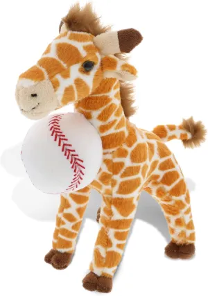 DolliBu Giraffe Stuffed Animal with Baseball Plush - Soft Plush Huggable Giraffe, Adorable Playtime Giraffe Plush Toy, Cute Wildlife Gift for Kids, Adults - 12.5 Inch