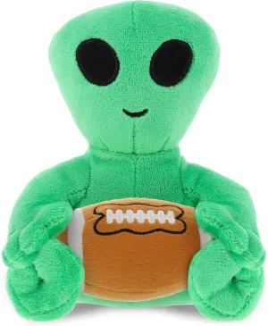 DolliBu Green Alien Stuffed Animal with Football Plush - Soft Huggable Green Alien, Adorable Playtime Plush Toy, Cute Space Theme Gift for Kids and Adults - 6 Inches