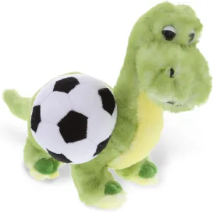 DolliBu Green Dinosaur Stuffed Animal with Soccer Ball Plush - Soft Huggable Dino, Adorable Playtime Dino Plush Toy, Cute Dinosaur Gift for Kids and Adults - 10 Inch
