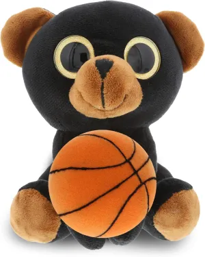 DolliBu Large Black Bear Stuffed Animal with Basketball Plush - Soft Huggable Bear, Adorable Playtime Plush Toy, Wildlife Gift, Personalized Plush Doll Animal Toy for Kids and Adults - 8 Inch