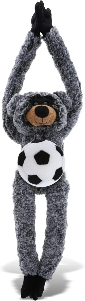 DolliBu Long Arms Black Bear Stuffed Animal with Soccer Ball Plush - Soft Plush Huggable Bear, Adorable Playtime Plush Toy, Cute Wildlife Gift for Kids and Adults - 21 Inches