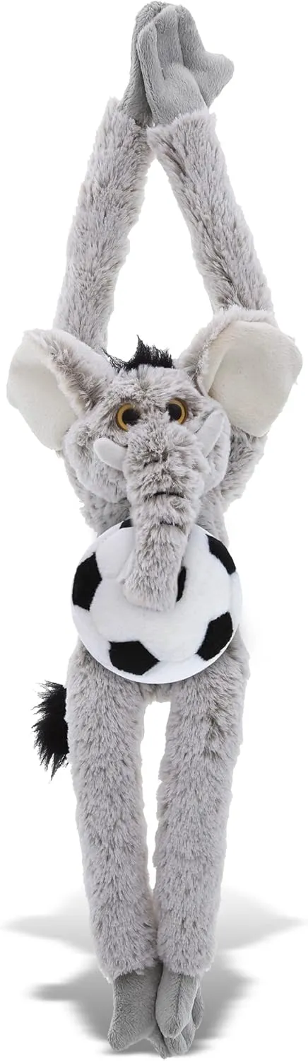DolliBu Long Arms Elephant Stuffed Animal with Soccer Ball Plush - Soft Plush Huggable Elephant, Adorable Playtime Plush Toy, Cute Wildlife Gift for Kids and Adults - 21 Inches