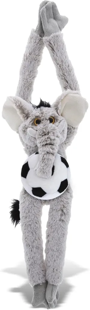 DolliBu Long Arms Elephant Stuffed Animal with Soccer Ball Plush - Soft Plush Huggable Elephant, Adorable Playtime Plush Toy, Cute Wildlife Gift for Kids and Adults - 21 Inches