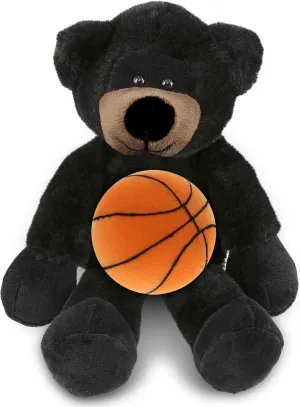 DolliBu Long Leg Black Bear Stuffed Animal with Basketball Plush - Soft Huggable Adorable Playtime Plush Toy, Cute Wildlife Gift, Personalized Plush Doll Animal Toy for Kids and Adults - 10.5 Inch