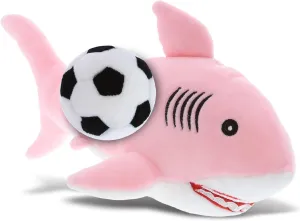 DolliBu Pink Shark Stuffed Animal with Soccer Ball Plush - Soft Huggable Shark, Adorable Playtime Shark Plush Toy, Cute Ocean Life Gift for Kids and Adults - 12 Inches