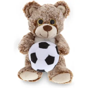 DolliBu Sitting Brown Bear Stuffed Animal Soccer Ball Plush Toy - Soft Cuddly Bear, Adorable Playtime Plush Toy, Cute Wild Animal Gift for Kids and Adults - 9 Inch