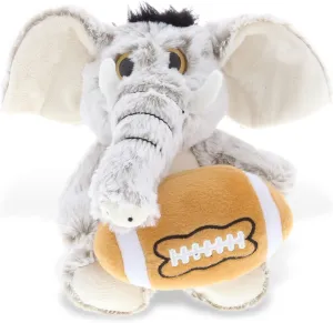 DolliBu Sitting Elephant Stuffed Animal with Football Plush - Soft Plush Huggable Elephant, Adorable Playtime Plush Toy, Cute Wildlife Gift for Kids and Adults - 9.5 Inch