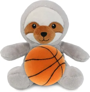 DolliBu Sloth Stuffed Animal with Basketball Plush - Soft Huggable Sloth, Adorable Playtime Plush Toy, Cute Wildlife Gift, Personalized Plush Doll Animal Toy for Kids and Adults - 6 Inches