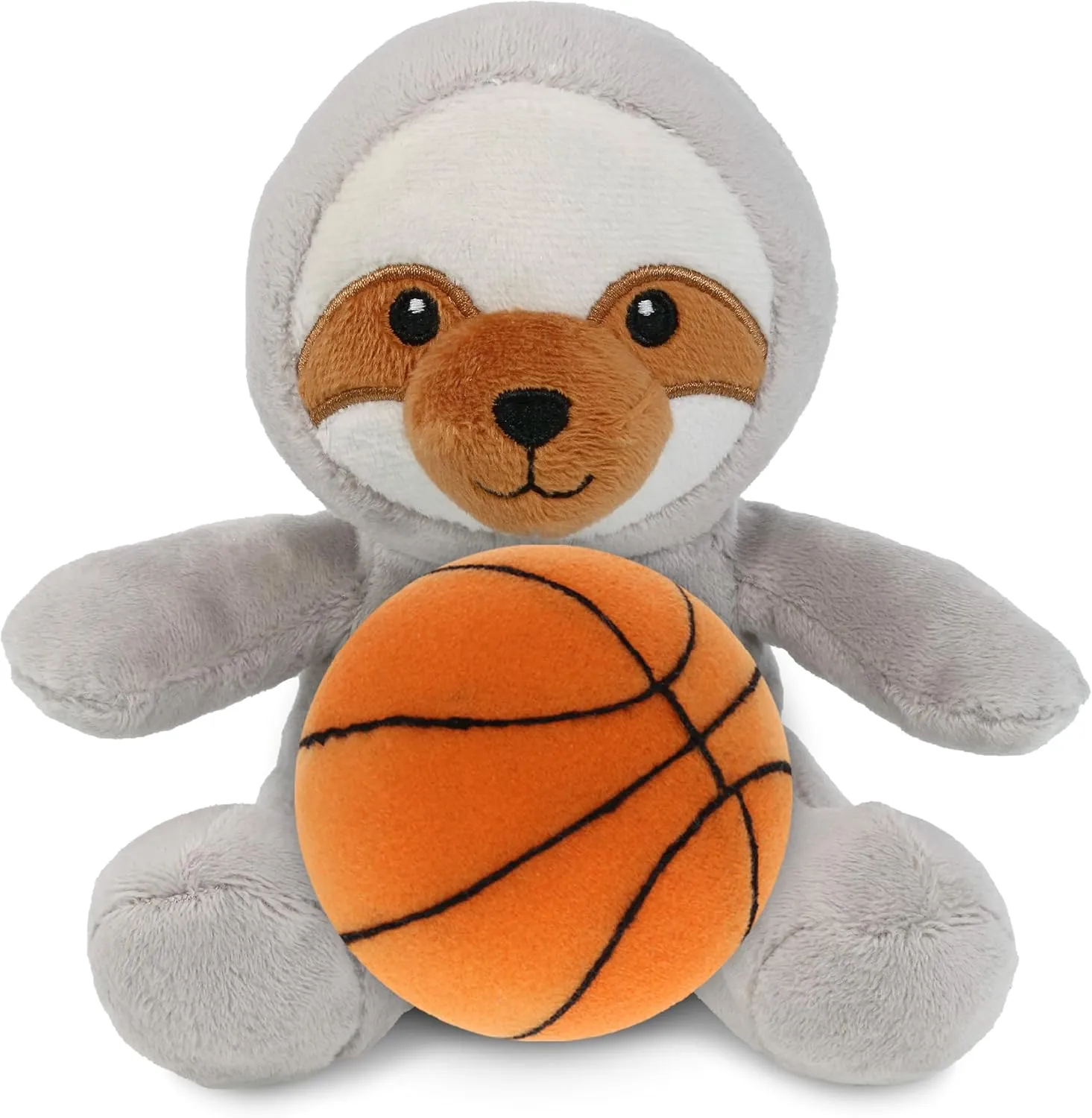 DolliBu Sloth Stuffed Animal with Basketball Plush - Soft Huggable Sloth, Adorable Playtime Plush Toy, Cute Wildlife Gift, Personalized Plush Doll Animal Toy for Kids and Adults - 6 Inches