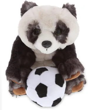 DolliBu Squat Panda Bear Stuffed Animal with Soccer Ball Plush - Soft Huggable Panda, Adorable Playtime Plush Toy, Cute Sports Gift for Kids and Adults - 7 Inch