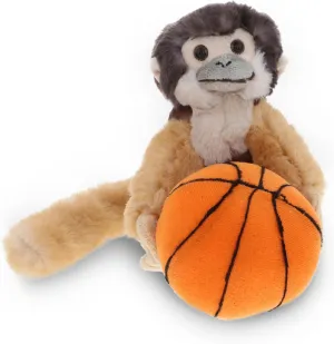 DolliBu Squirrel Monkey Stuffed Animal with Basketball Plush - Soft Plush Huggable Squirrel Monkey, Adorable Playtime Plush Toy, Cute Wildlife Gift for Kids, Adults - 12.5 Inch