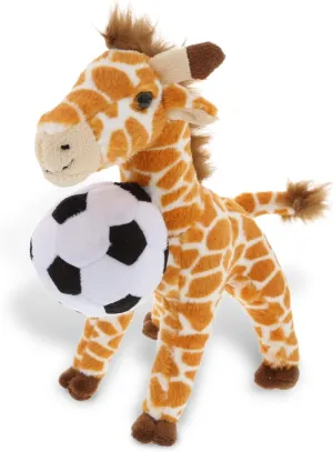 DolliBu Wild Giraffe Stuffed Animal with Soccer Ball Plush - Soft Huggable Giraffe, Adorable Playtime Plush Toy, Cute Zoo Animal Gift for Kids and Adults - 9 Inches