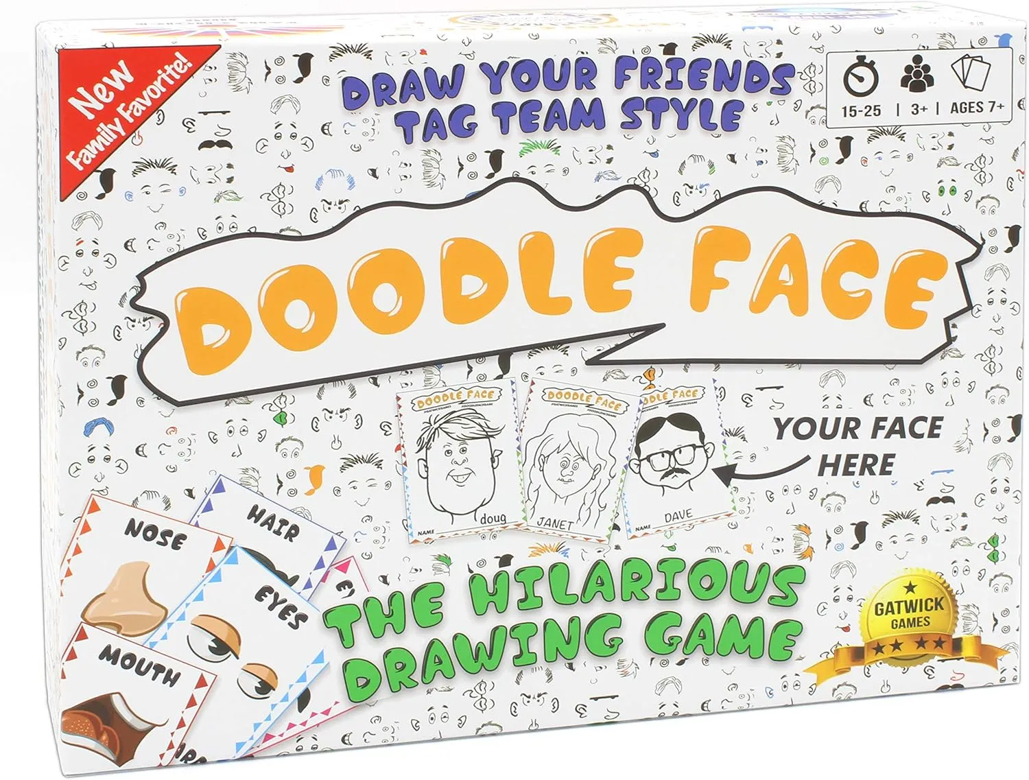 Doodle Face - New Hilarious Drawing Game for Friends and Families - Stay at Home Date Night Party Game for 3-20 Players - Fun for All Ages and Skill Levels