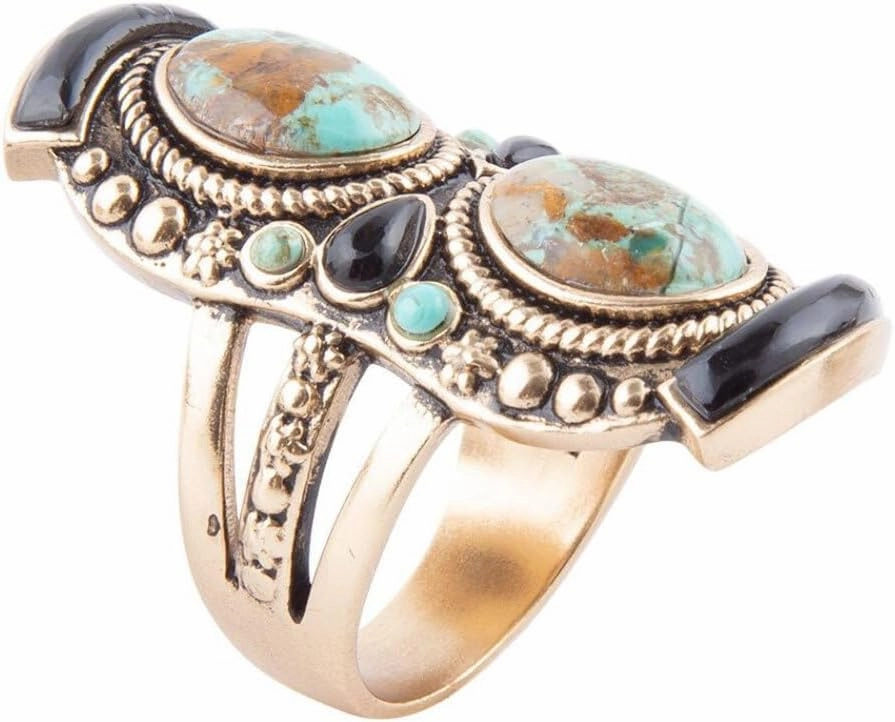 Double Up Turquoise and Onyx Ring