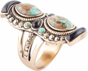 Double Up Turquoise and Onyx Ring