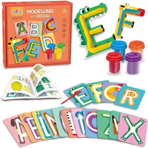 Dough Preschool Education Recognition Fundamental Starter Set, Alphabet Shape and Learn Letters and Language, 3 Years and Up with 4 Colors Dough