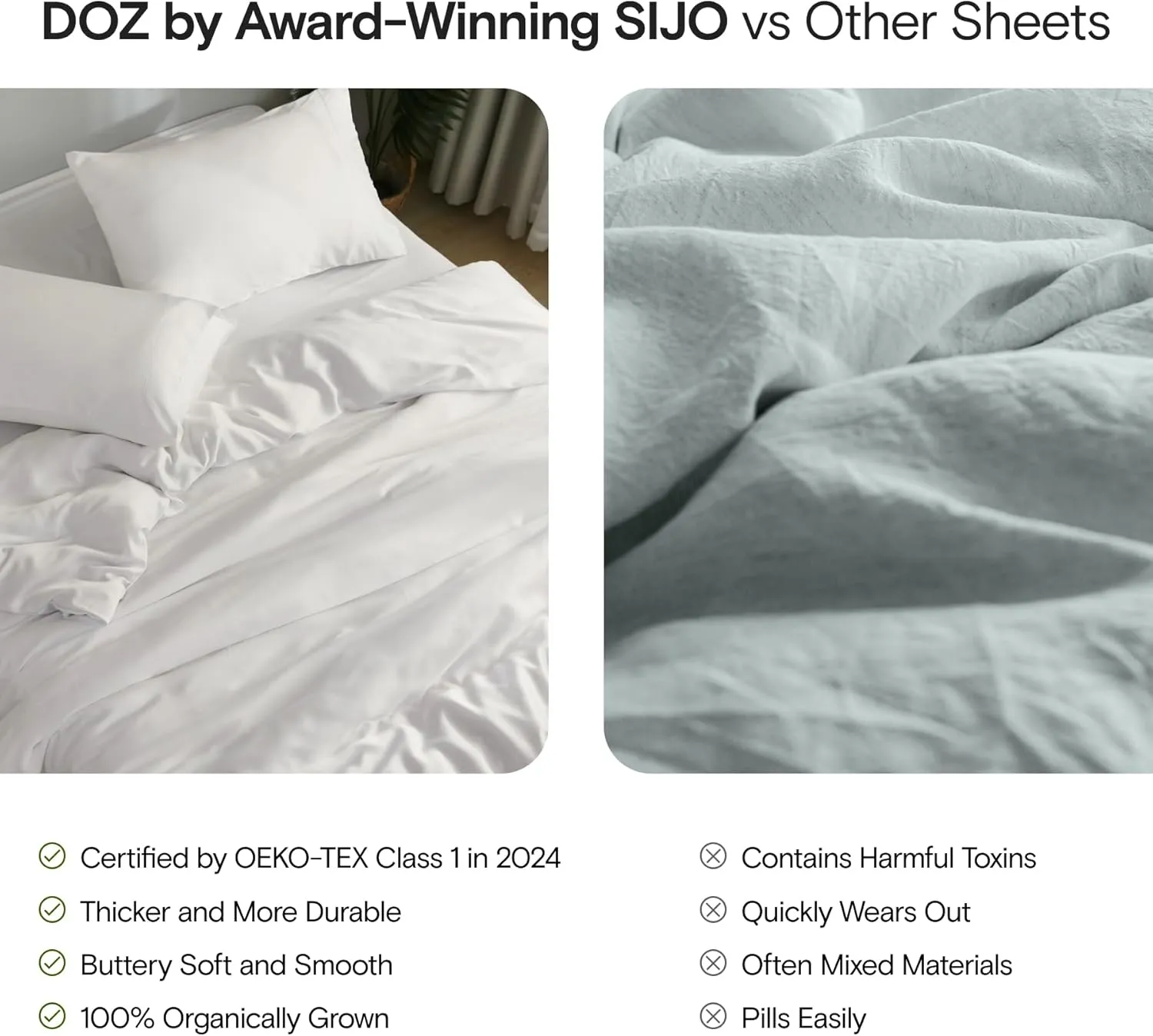 DOZ Sheet Set, 100% Viscose derived from Bamboo, Organically Grown, Buttery Soft, Cooling Sheets, High GSM, Deep Pockets - 3 Piece - 2 Pillowcases 1 Fitted Sheet (Clay, Queen)