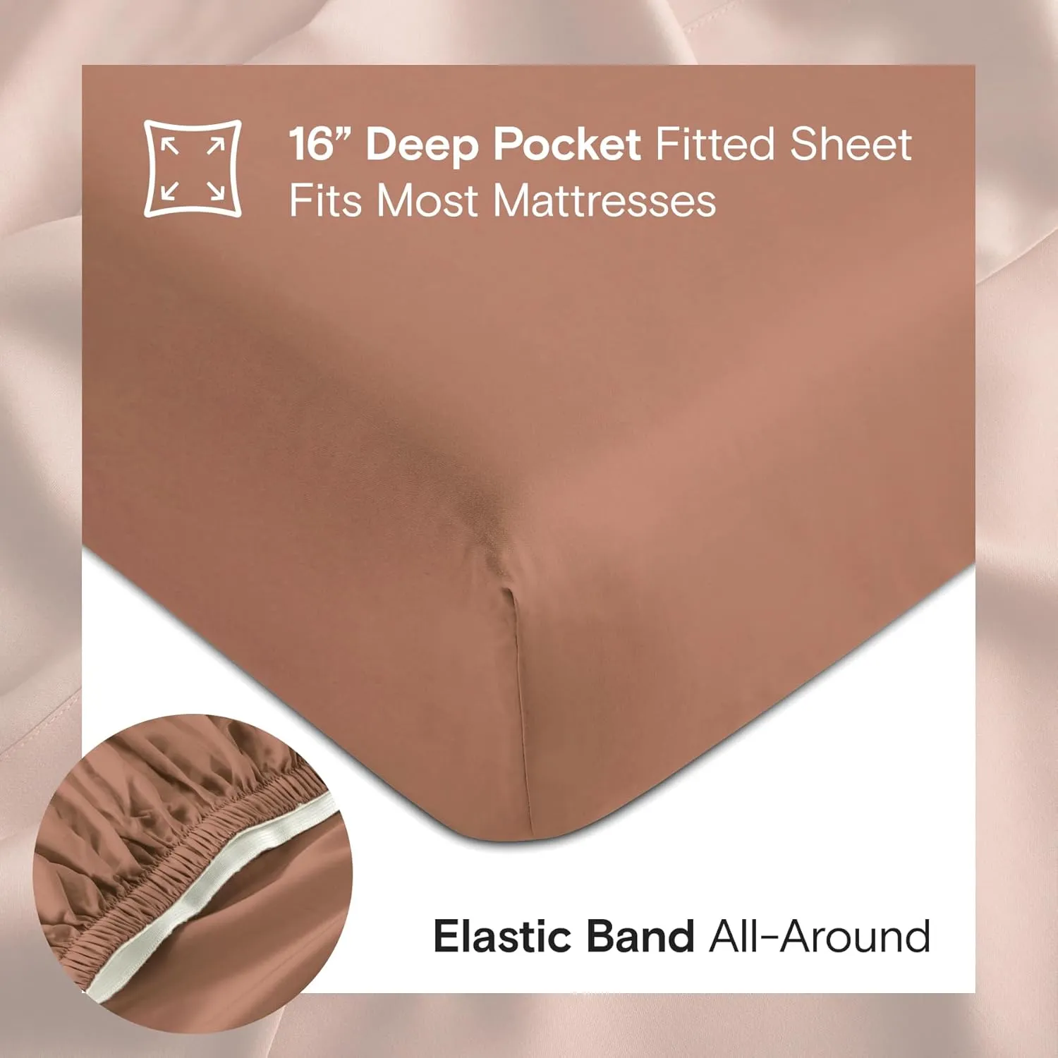 DOZ Sheet Set, 100% Viscose derived from Bamboo, Organically Grown, Buttery Soft, Cooling Sheets, High GSM, Deep Pockets - 3 Piece - 2 Pillowcases 1 Fitted Sheet (Clay, Queen)