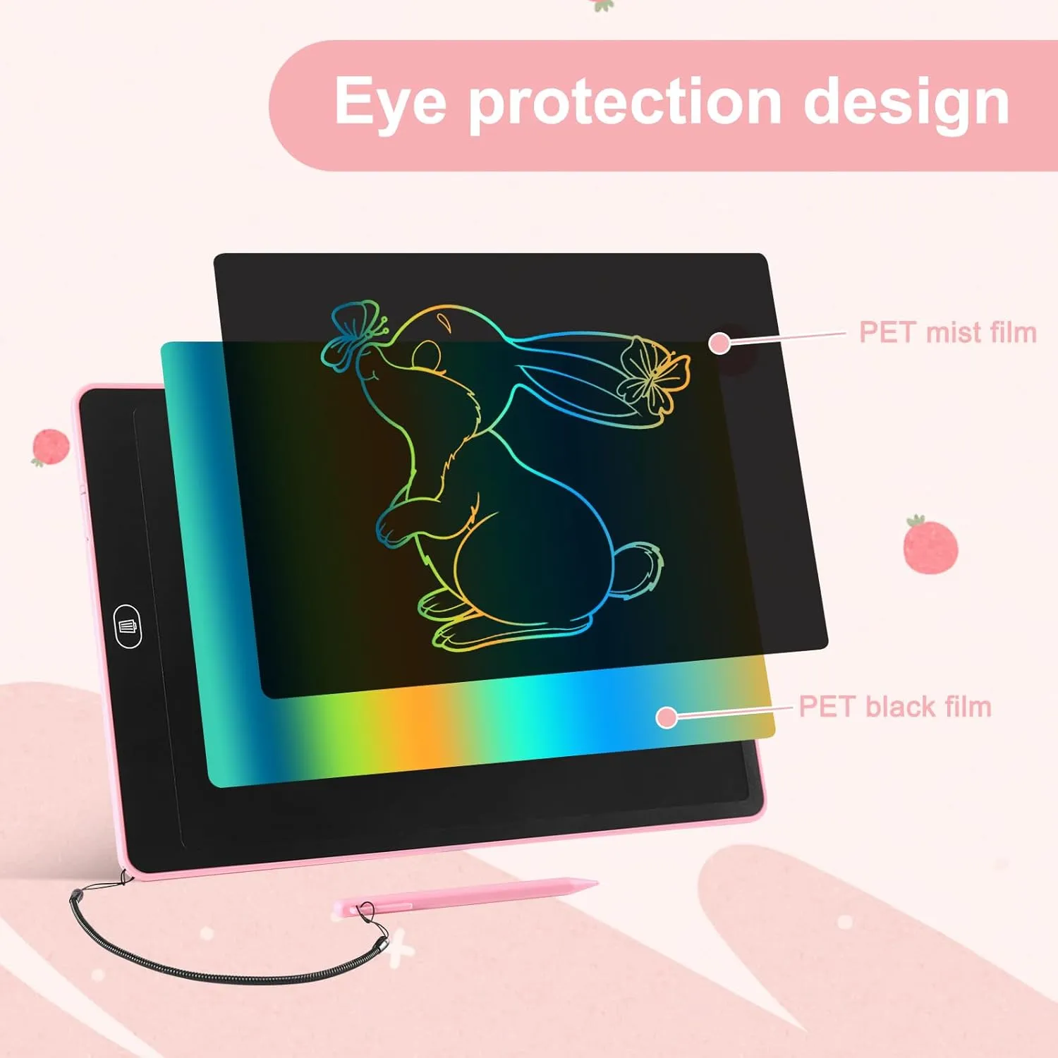 Drawing Tablet 16 Inch LCD Writing Tablet for Kids Adults, Girl Toys Doodle Board Sensory Toys for Ages 3-8 Road Trip Activities Valentines Day Gifts for Kids Women（Pink）