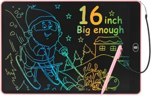 Drawing Tablet 16 Inch LCD Writing Tablet for Kids Adults, Girl Toys Doodle Board Sensory Toys for Ages 3-8 Road Trip Activities Valentines Day Gifts for Kids Women（Pink）