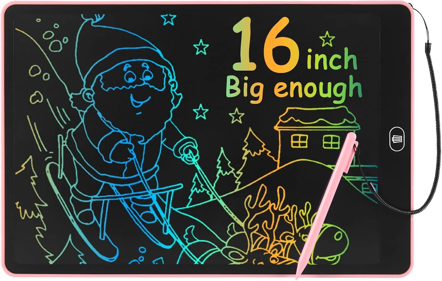 Drawing Tablet 16 Inch LCD Writing Tablet for Kids Adults, Girl Toys Doodle Board Sensory Toys for Ages 3-8 Road Trip Activities Valentines Day Gifts for Kids Women（Pink）