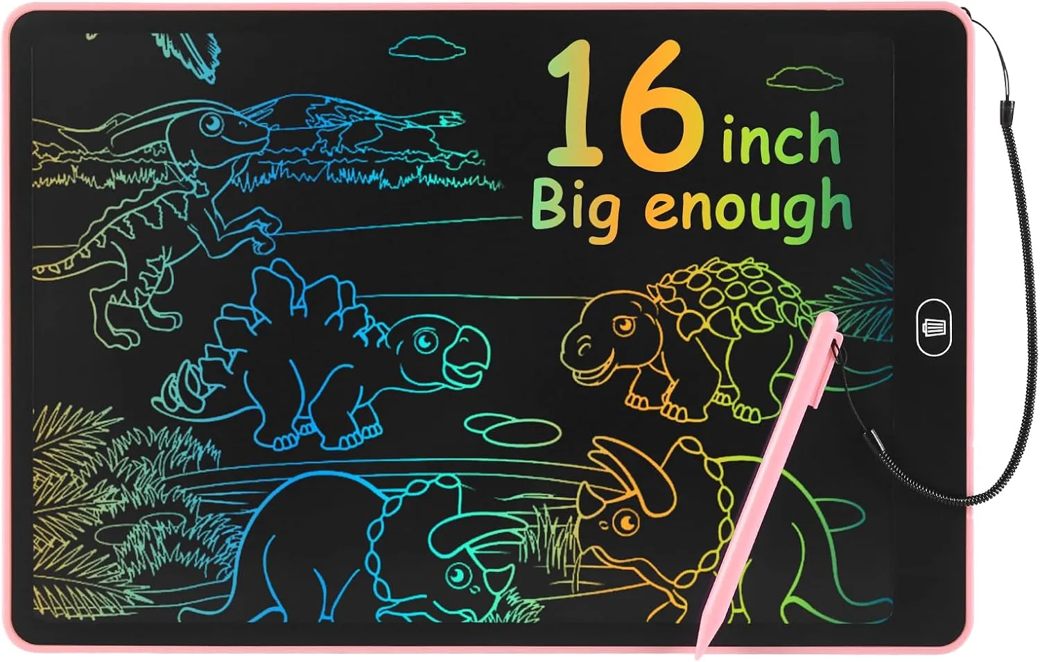 Drawing Tablet 16 Inch LCD Writing Tablet for Kids Adults, Girl Toys Doodle Board Sensory Toys for Ages 3-8 Road Trip Activities Valentines Day Gifts for Kids Women（Pink）