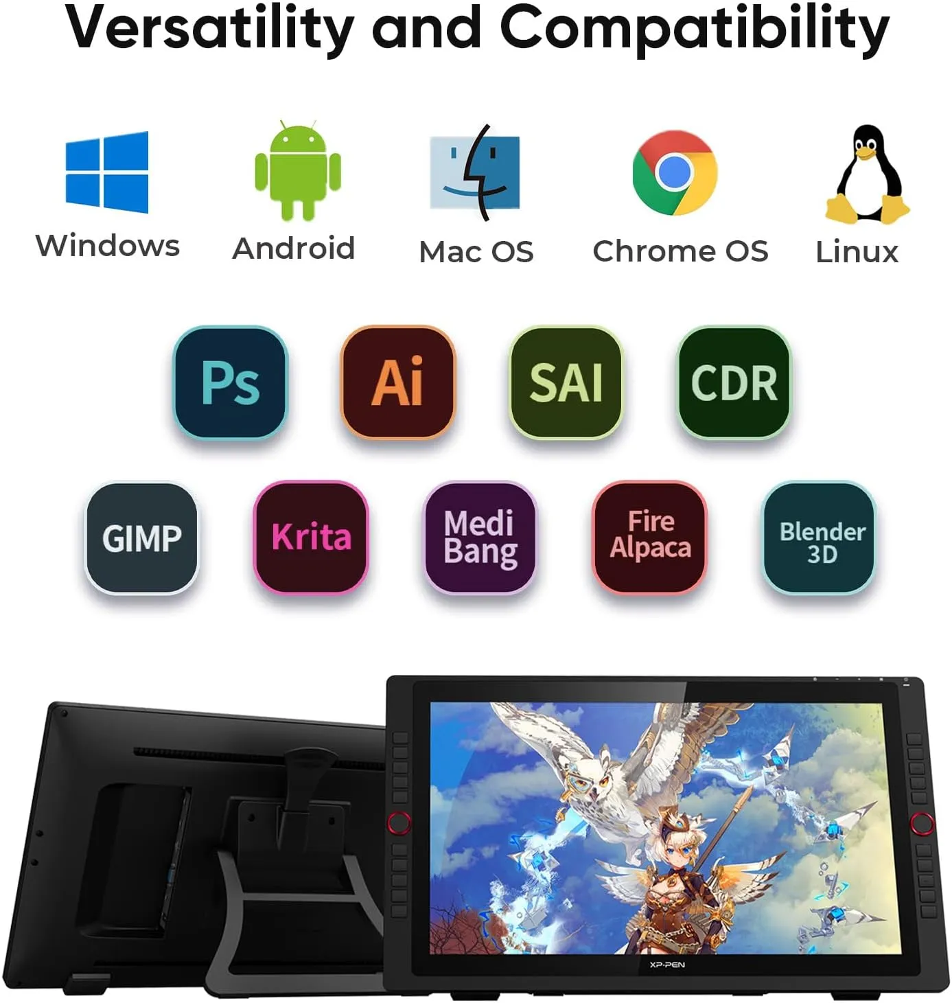 Drawing Tablet with Screen XPPen Artist 22R pro Computer Graphics Tablet 120% sRGB with Battery-Free Stylus Full-Laminated Technology, 21.5 inch Pen Display with 20 Shortcut Keys & 2 Red Dial(Black)
